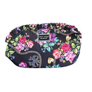 Betsy Johnsom Floral Black Makeup Bag